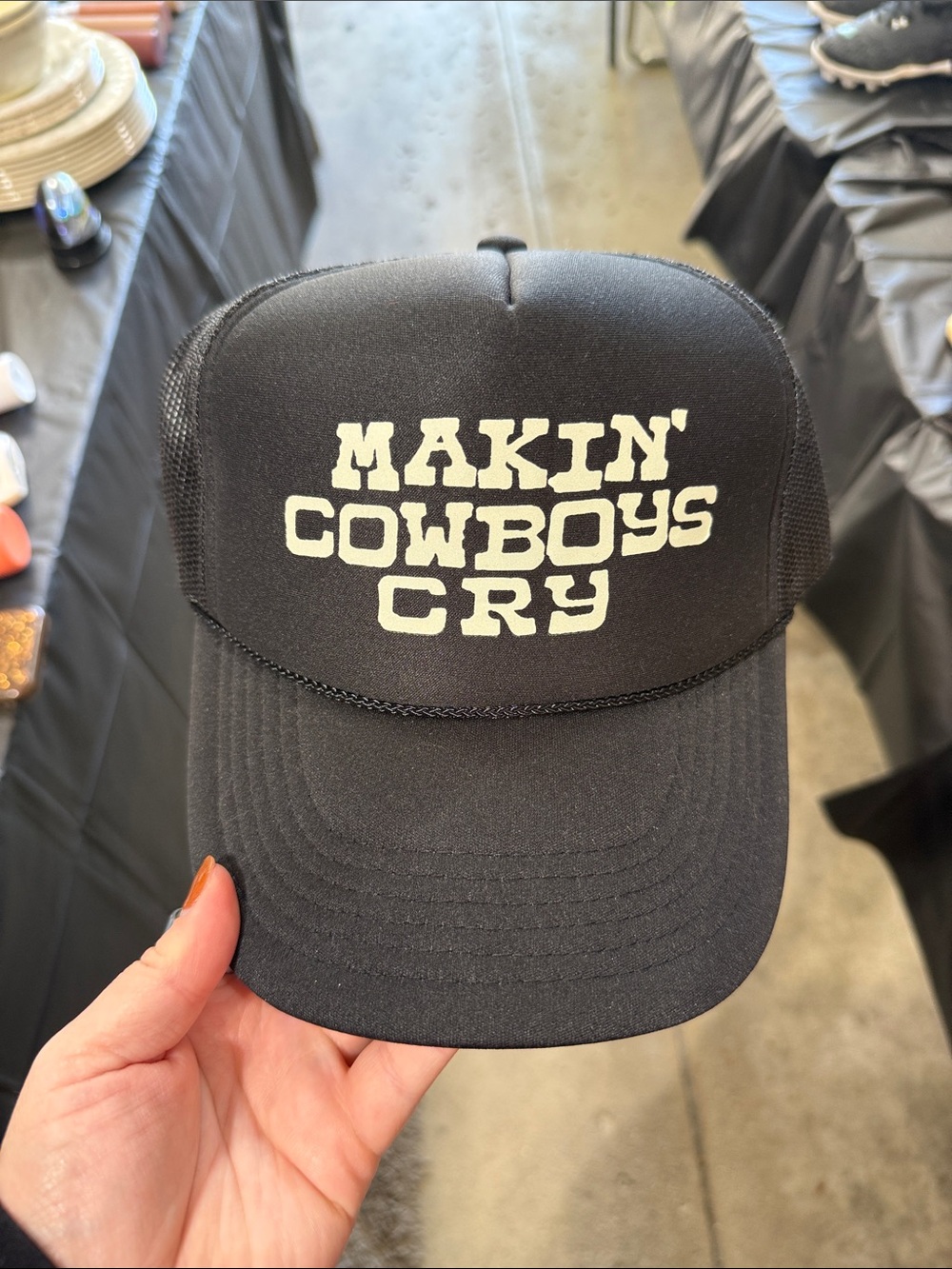 Makin' Cowboys Cry Black Trucker Hat